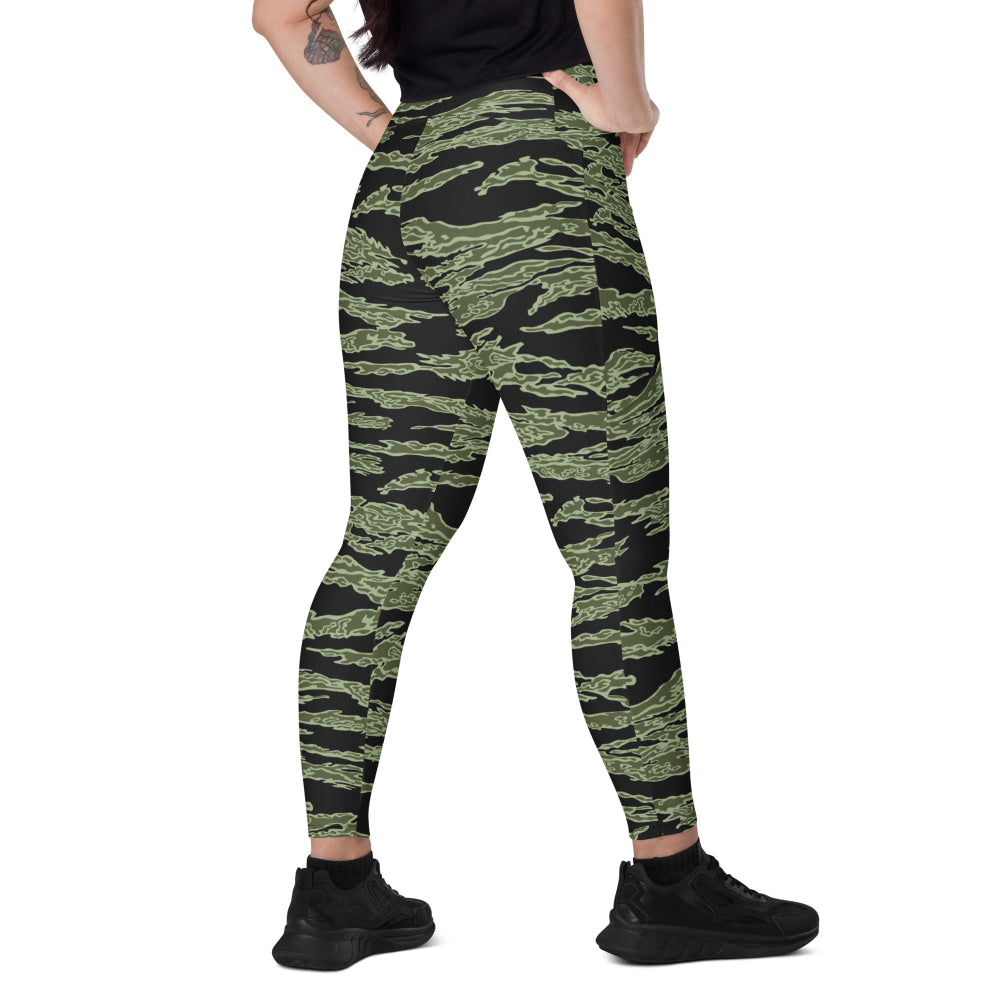 American Tiger Stripe Highland Jungle CAMO Leggings with pockets - 2XS - Womens With Pockets