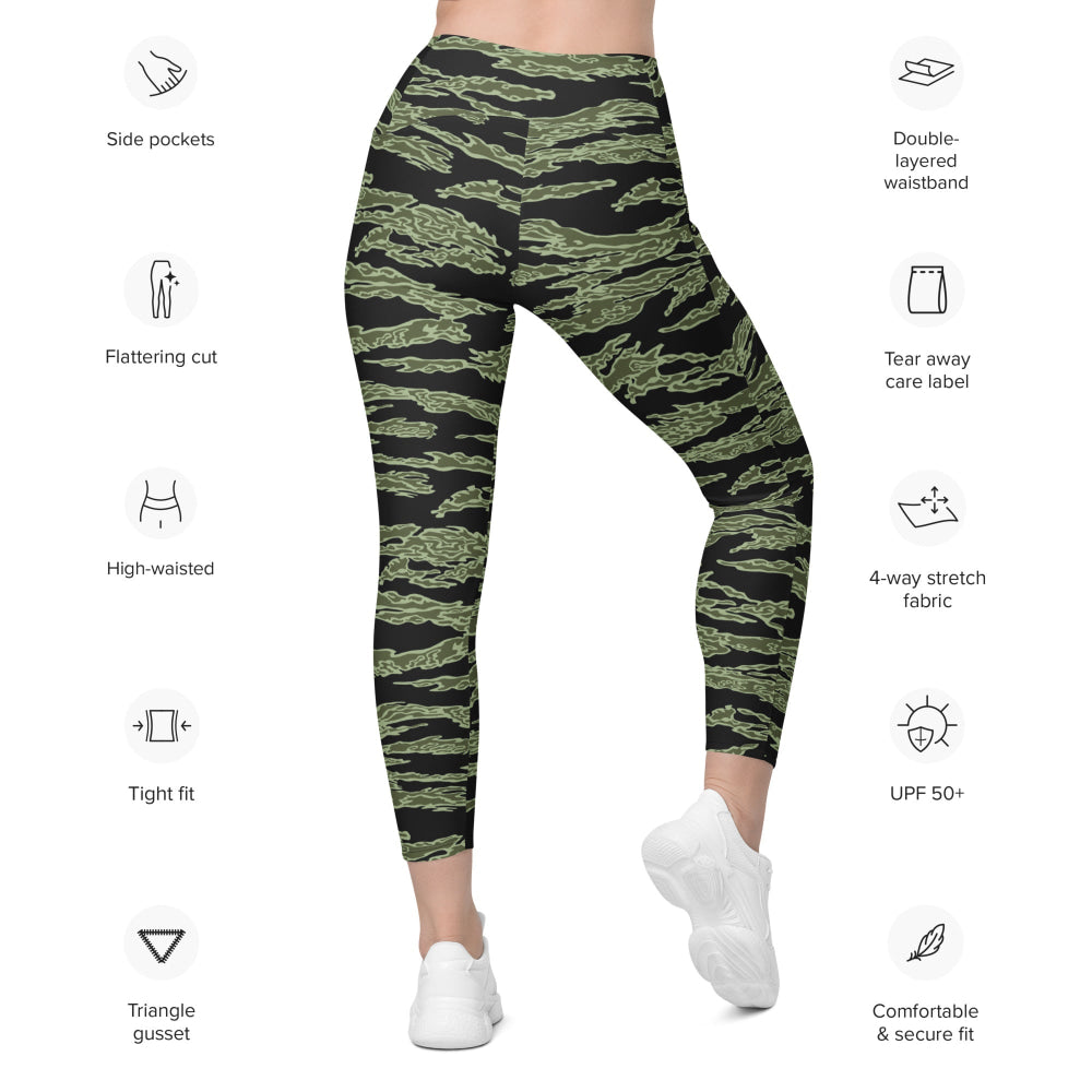 American Tiger Stripe Highland Jungle CAMO Leggings with pockets - Womens With Pockets