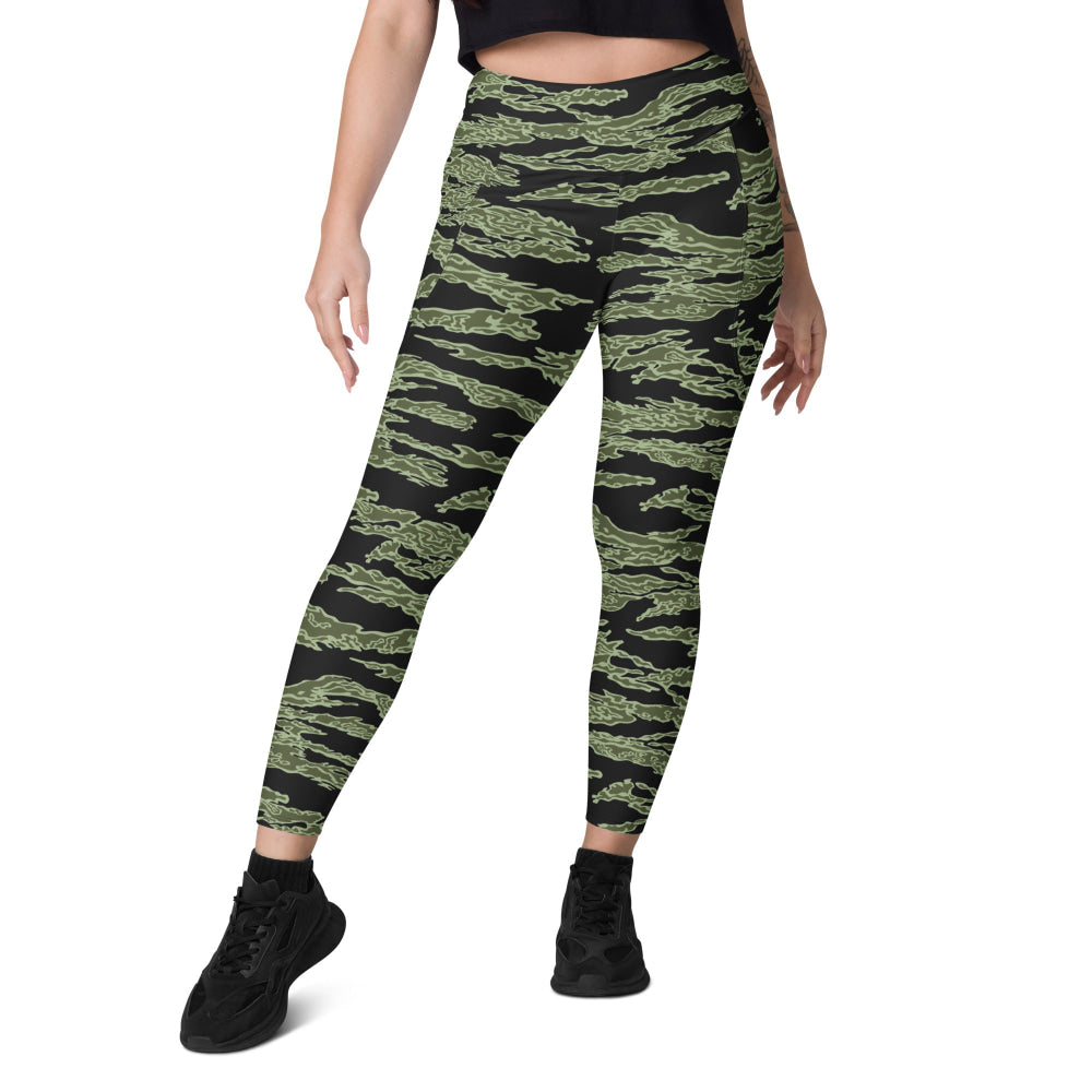 American Tiger Stripe Highland Jungle CAMO Leggings with pockets - Womens With Pockets