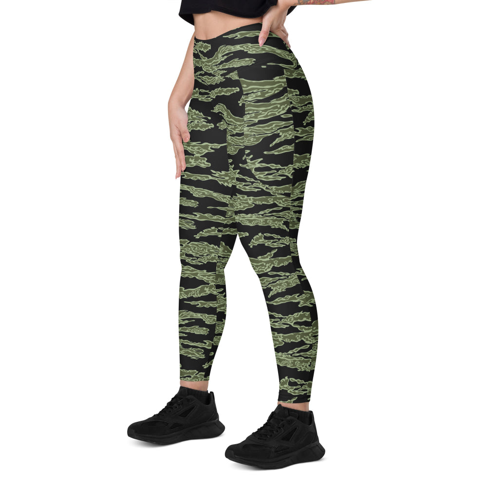 American Tiger Stripe Highland Jungle CAMO Leggings with pockets - Womens With Pockets