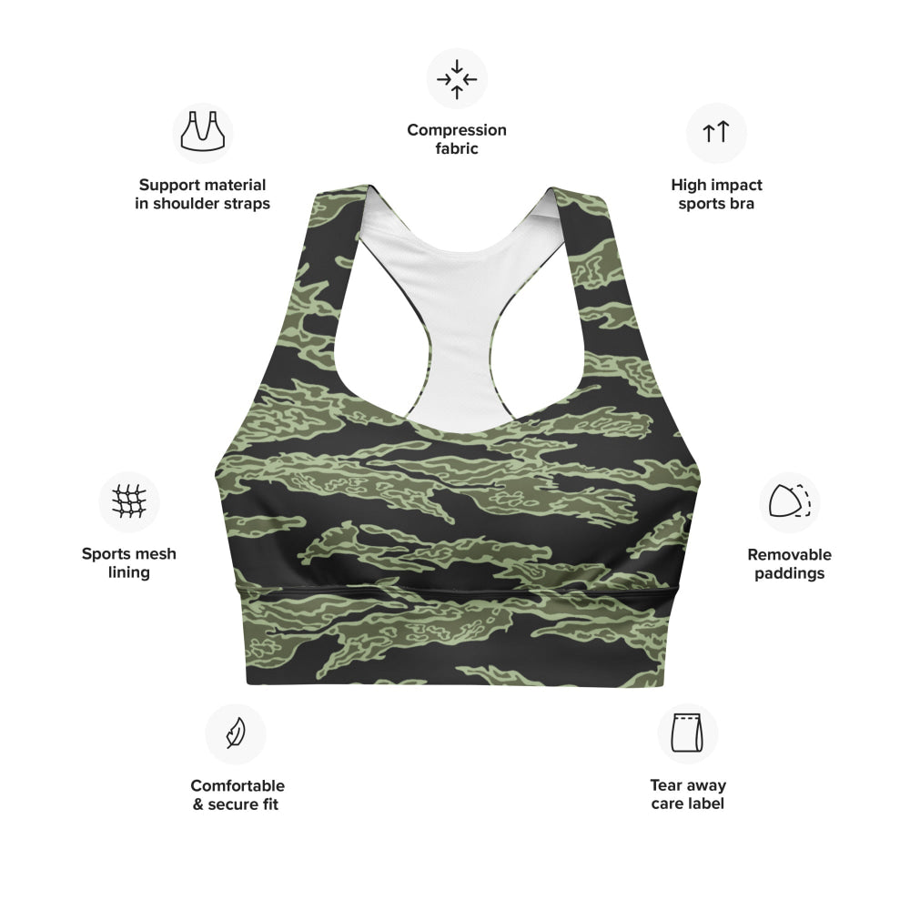 American Tiger Stripe Highland Jungle CAMO Longline sports bra - Womens Sports Bra