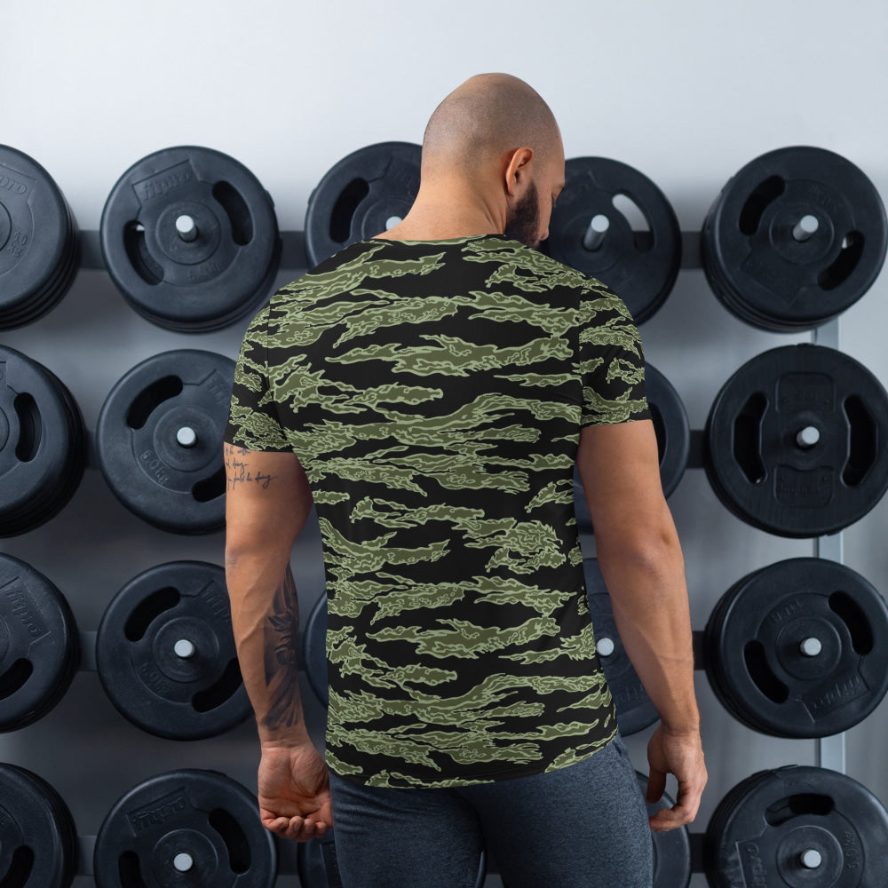 American Tiger Stripe Highland Jungle CAMO Men’s Athletic T-shirt - Mens T-Shirt