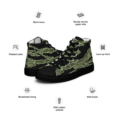 American Tiger Stripe Highland Jungle CAMO Men’s high top canvas shoes - Mens High Top Canvas Shoes