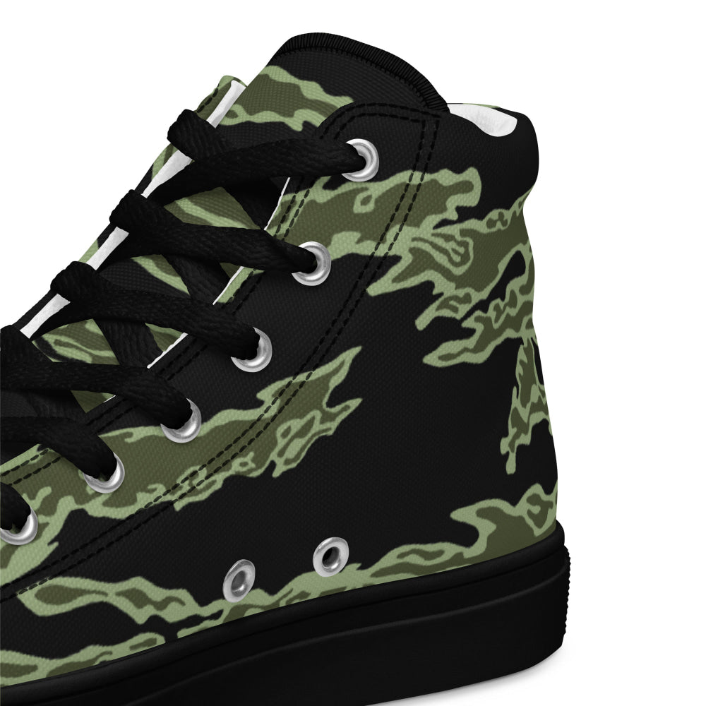 American Tiger Stripe Highland Jungle CAMO Men’s high top canvas shoes - Mens High Top Canvas Shoes