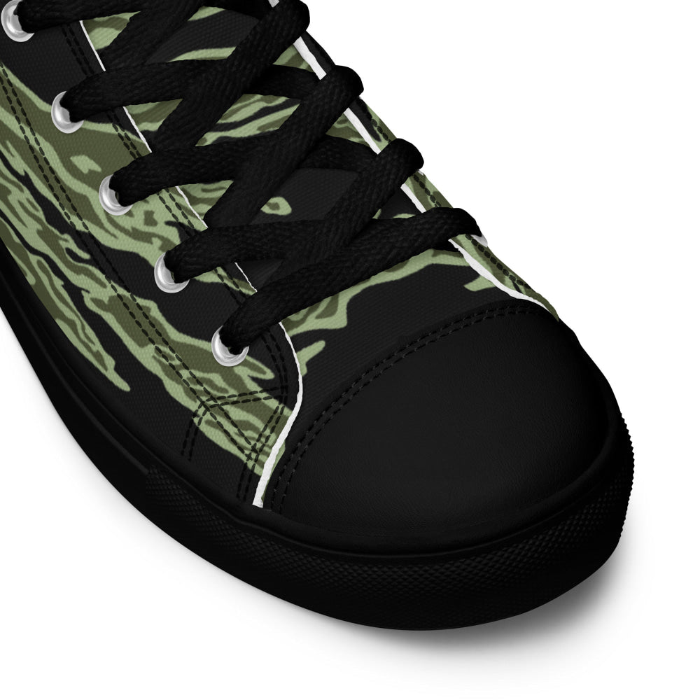 American Tiger Stripe Highland Jungle CAMO Men’s high top canvas shoes - Mens High Top Canvas Shoes