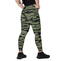 American Tiger Stripe Highland Jungle CAMO Women’s Leggings with pockets - 2XS