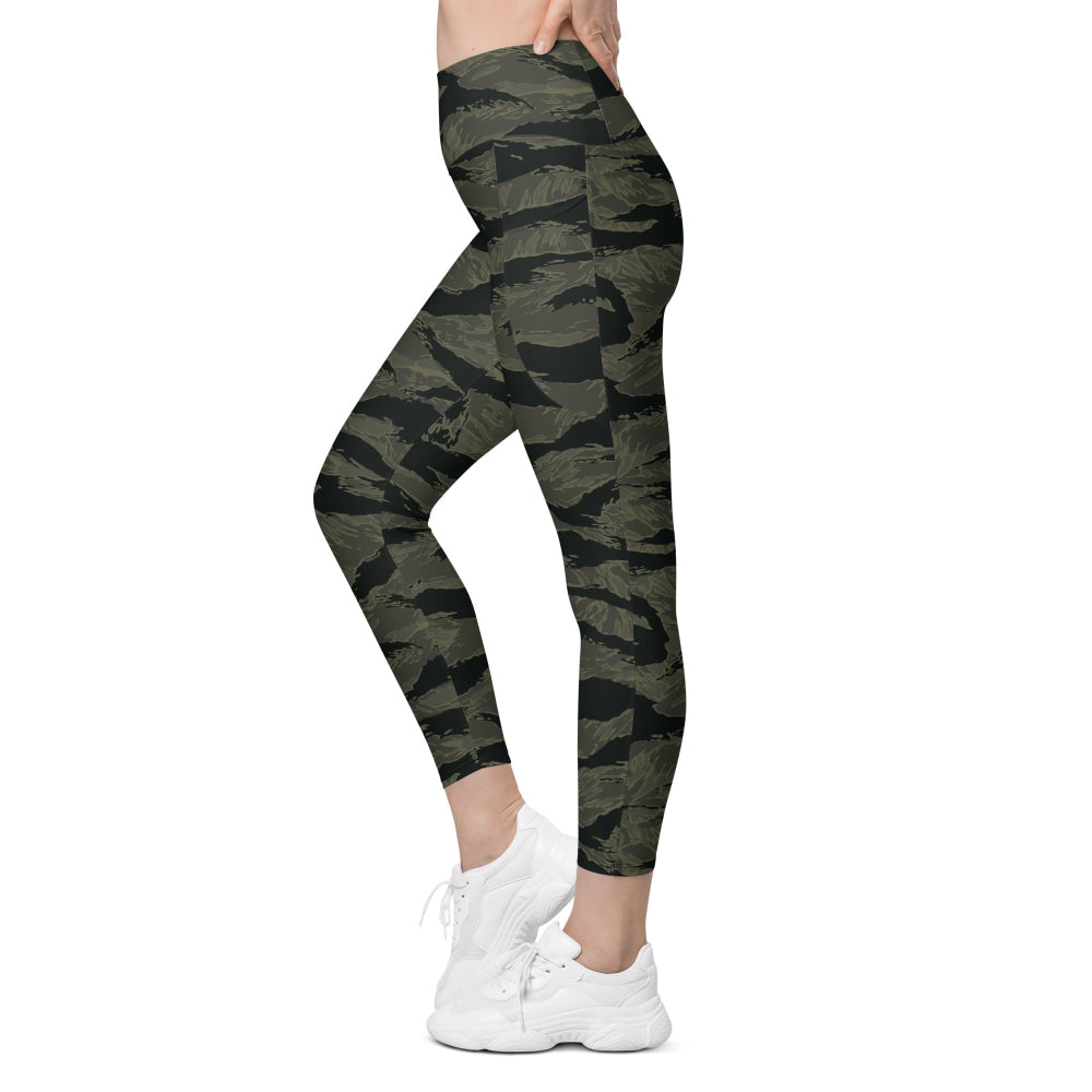 American Tiger Stripe Highland Triple Canopy CAMO Leggings with pockets - Womens With Pockets