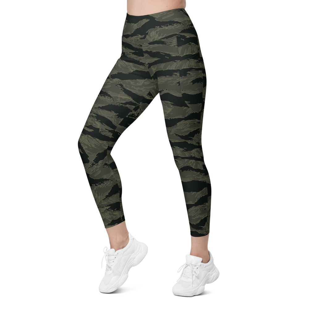 American Tiger Stripe Highland Triple Canopy CAMO Leggings with pockets - Womens With Pockets