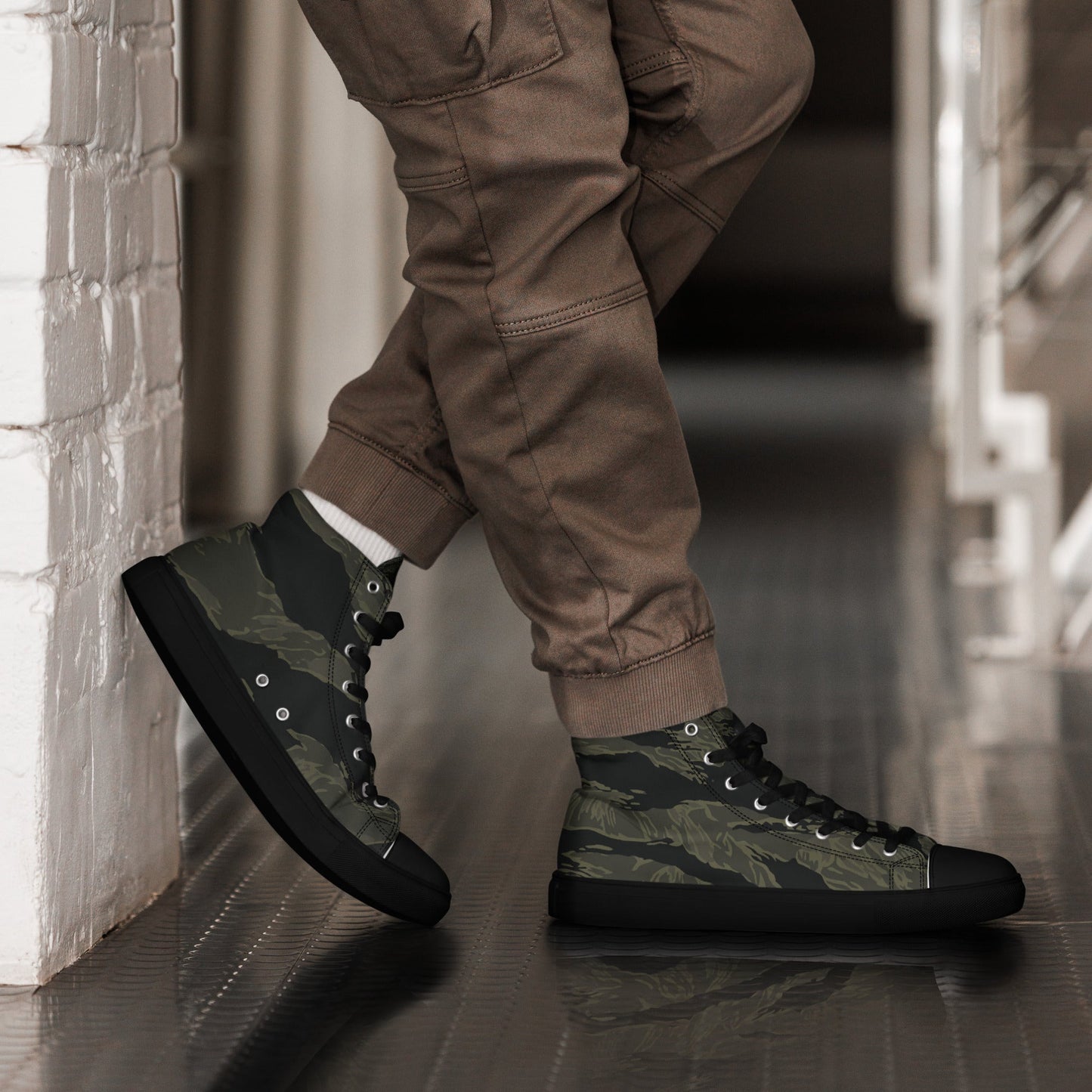 American Tiger Stripe Highland Triple Canopy CAMO Mens High-Top Canvas Shoes - 5