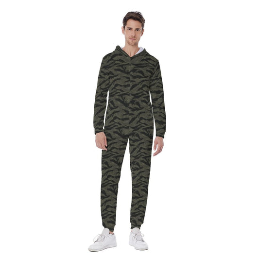 American Tiger Stripe Highland Triple Canopy CAMO Men’s Hooded Jumpsuit - S / White - Mens