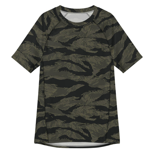 American Tiger Stripe Highland Triple Canopy CAMO Mens Short-Sleeve Rash Guard - 2XS - Short-sleeve Guards