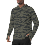 Tiger Stripe Highland Triple Canopy CAMO Mens Sunscreen Sports Hoodie With Thumb Holes