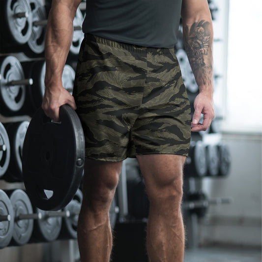 American Tiger Stripe Highland Triple Canopy CAMO Unisex Athletic Long Shorts - 2XS