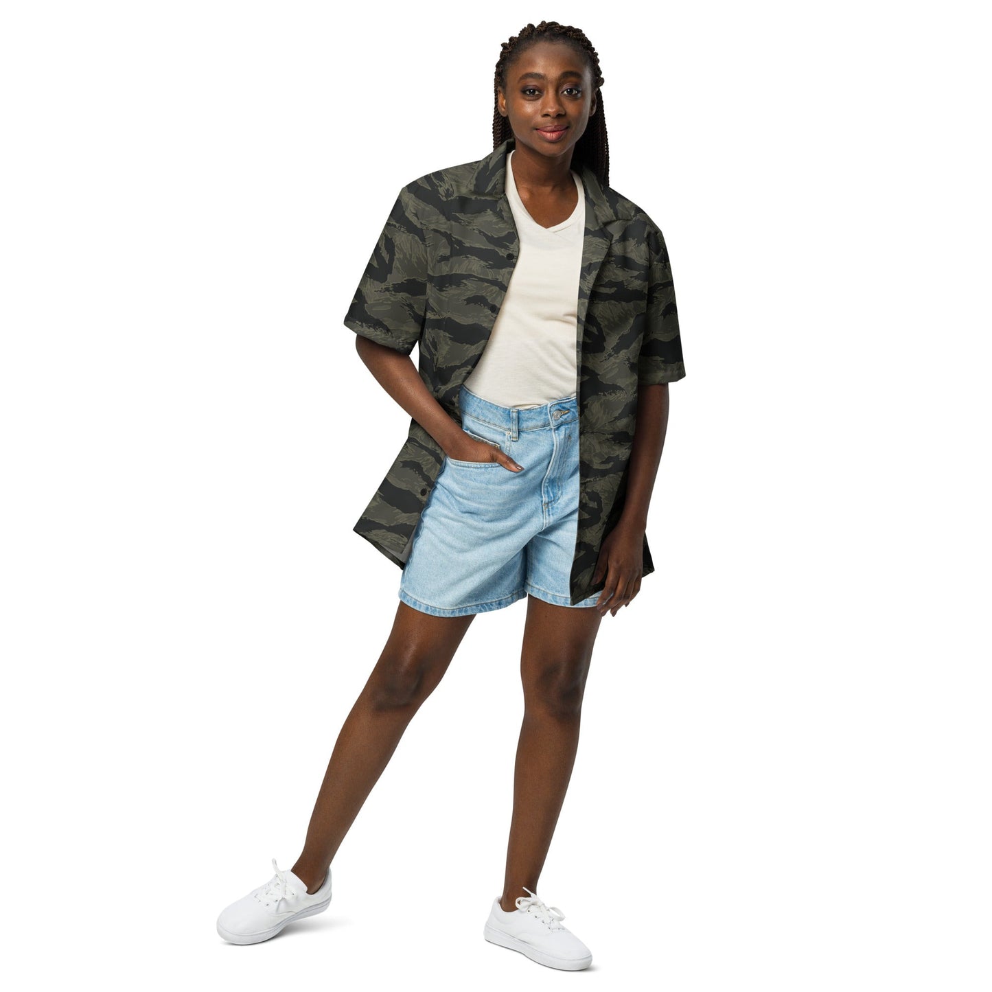 American Tiger Stripe Highland Triple Canopy CAMO Unisex button shirt - Button Shirts