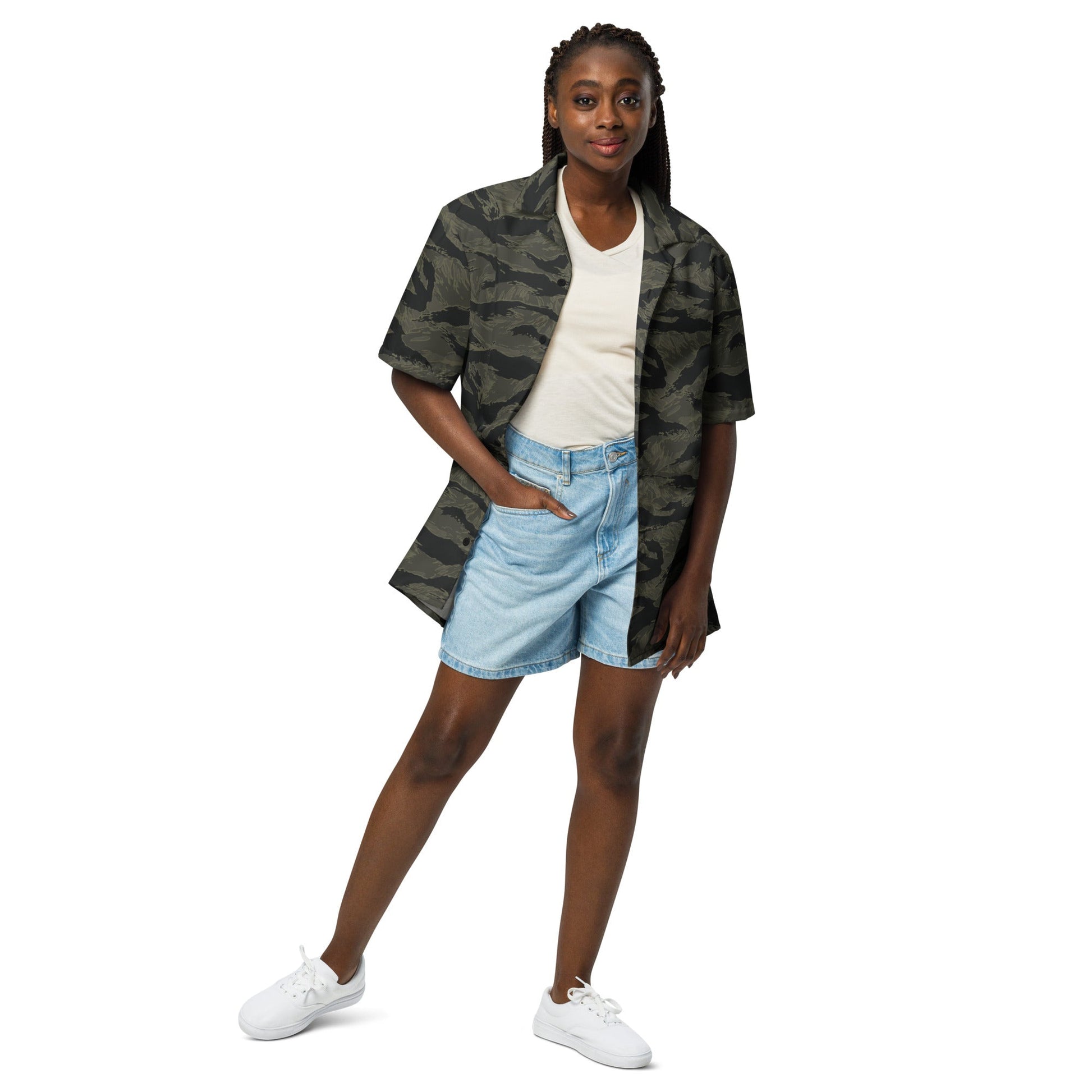 American Tiger Stripe Highland Triple Canopy CAMO Unisex button shirt - Button Shirts