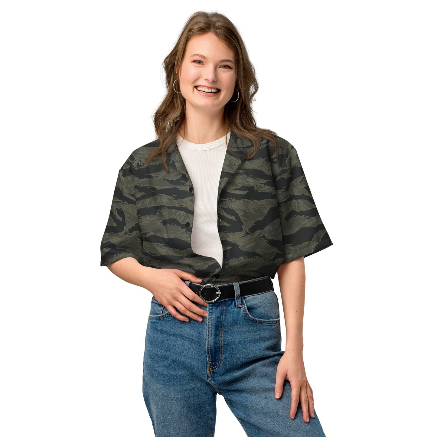 American Tiger Stripe Highland Triple Canopy CAMO Unisex button shirt - Button Shirts