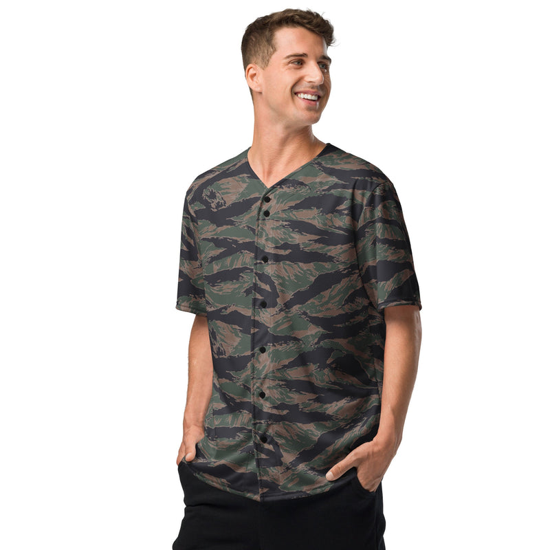 Tiger Stripe Woodland CAMO Unisex Baseball Jersey