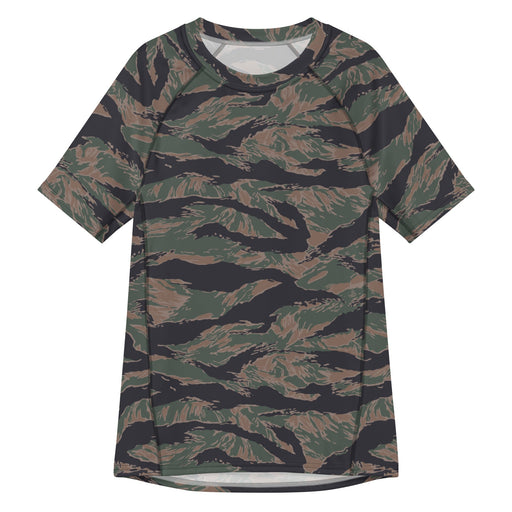 Tiger Stripe Woodland CAMO Mens Short-Sleeve Rash Guard - 2XS - SS