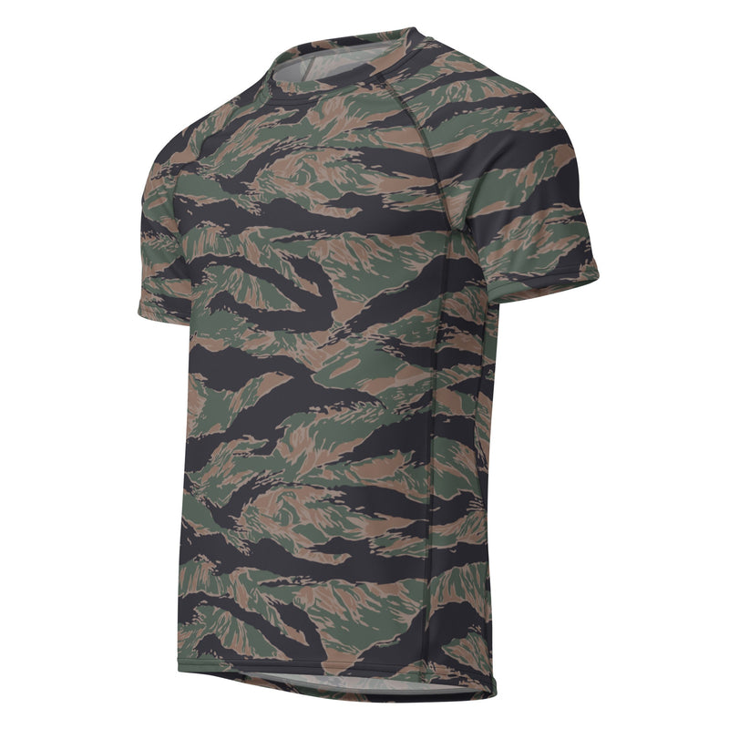 Tiger Stripe Woodland CAMO Mens Short-Sleeve Rash Guard - SS