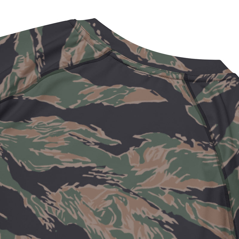 Tiger Stripe Woodland CAMO Mens Short-Sleeve Rash Guard - SS