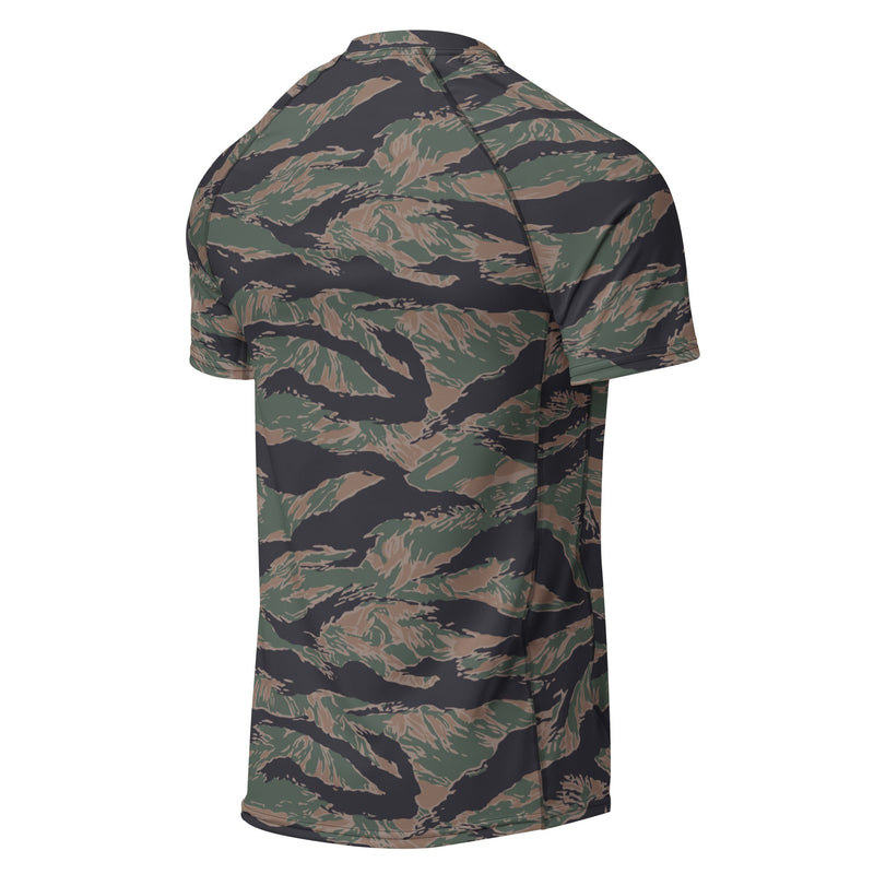 Tiger Stripe Woodland CAMO Mens Short-Sleeve Rash Guard - SS