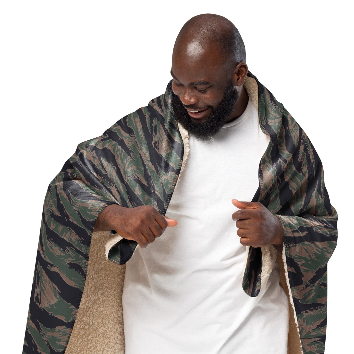 American Tiger Stripe MARPAT Woodland CAMO Sherpa Blanket