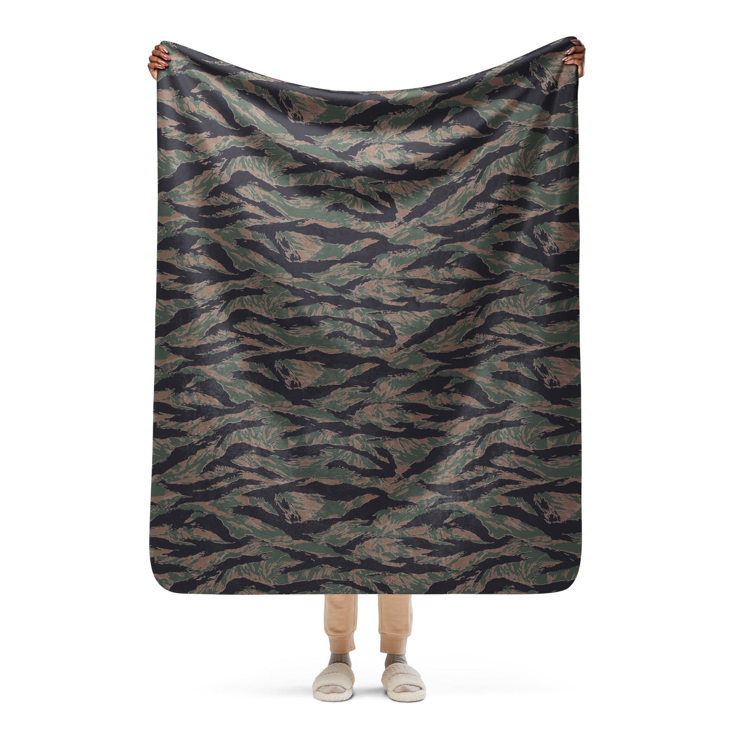 American Tiger Stripe MARPAT Woodland CAMO Sherpa Blanket - 50″×60″
