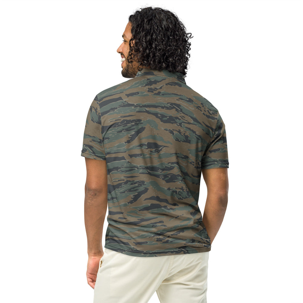 American Tiger Stripe MARPAT Woodland Trial CAMO Men’s slim fit polo - Mens Slim Fit Polo