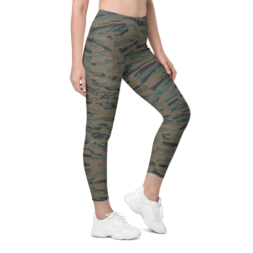 American Tiger Stripe MARPAT Woodland Trial CAMO Women’s Leggings with pockets - 2XS