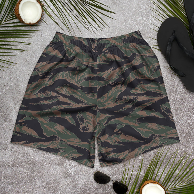 Tiger Stripe Woodland CAMO Unisex Athletic Long Shorts