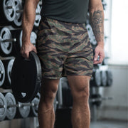 Tiger Stripe Woodland CAMO Unisex Athletic Long Shorts - 2XS