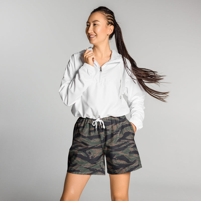 Tiger Stripe Woodland CAMO Unisex Athletic Long Shorts