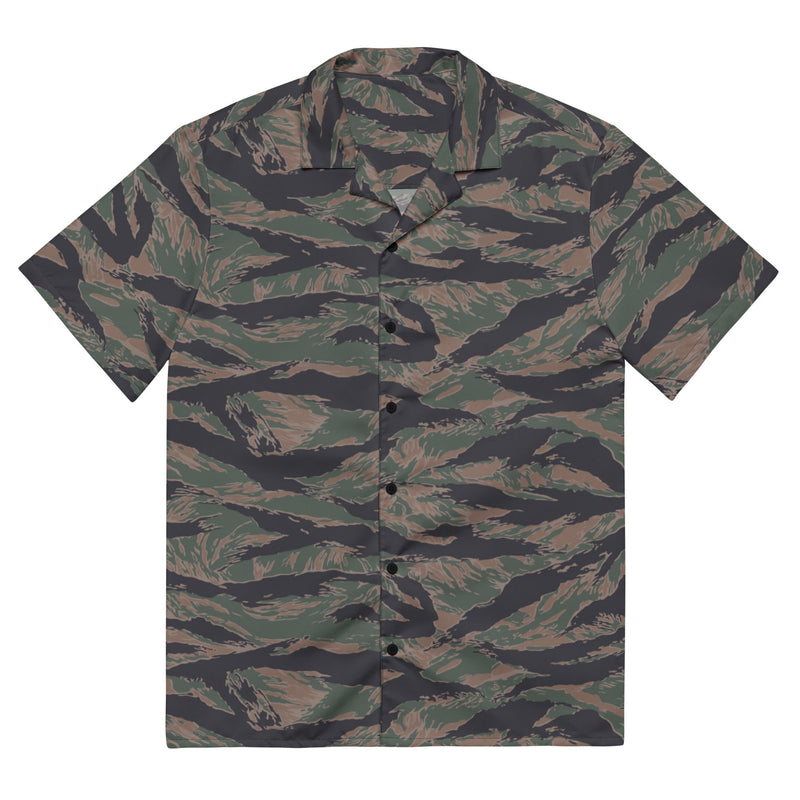 Tiger Stripe Woodland CAMO Unisex Short-Sleeve Button Shirt - 2XS - Button-Up
