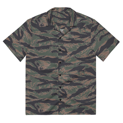 Tiger Stripe Woodland CAMO Unisex Short-Sleeve Button Shirt - 2XS - Button-Up