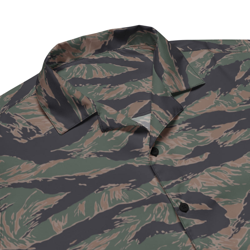 Tiger Stripe Woodland CAMO Unisex Short-Sleeve Button Shirt - Button-Up