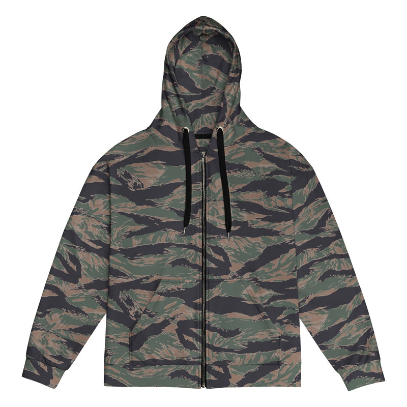 Tiger Stripe Woodland CAMO Unisex Zip Hoodie - 2XS