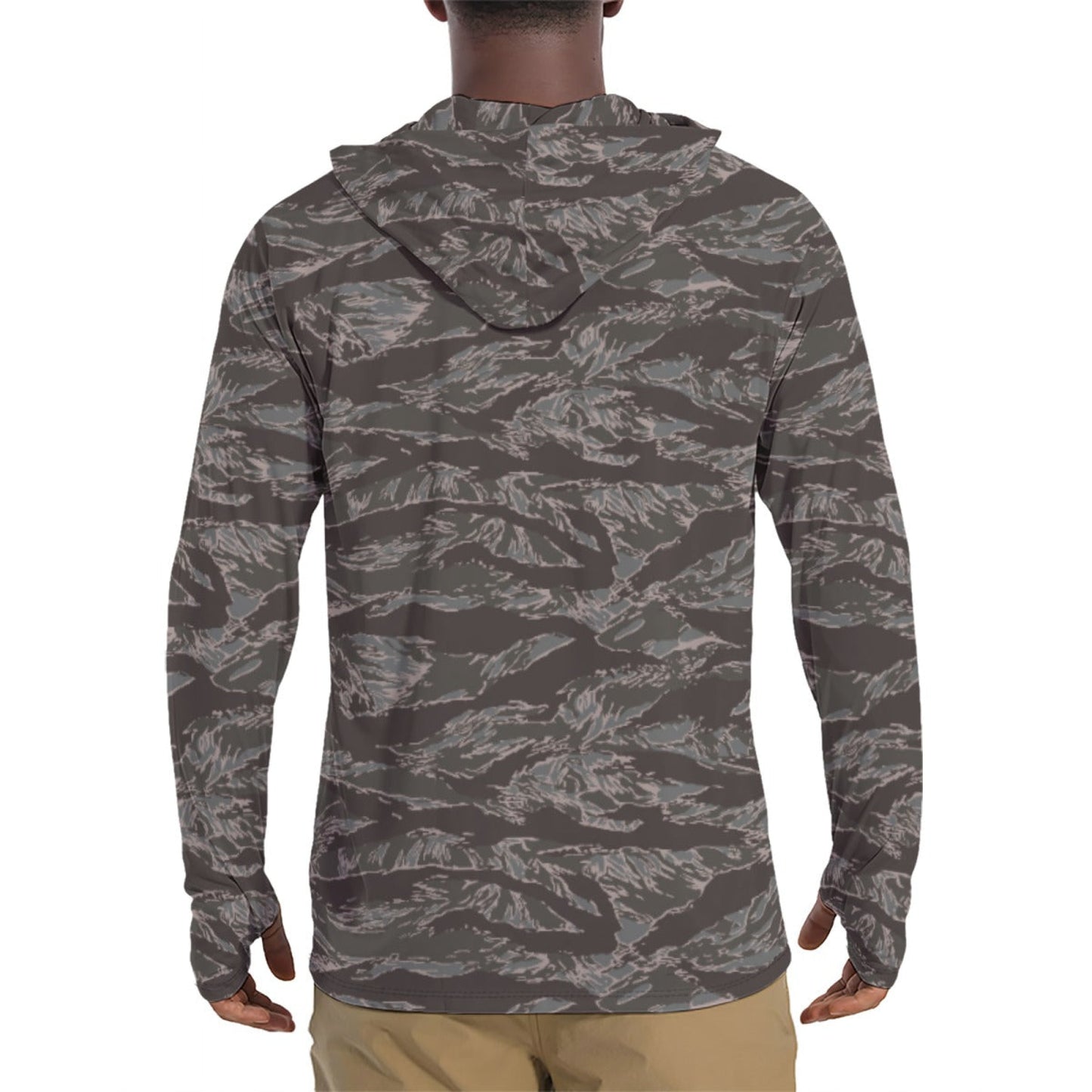 American Tiger Stripe Metro CAMO Mens Sunscreen Sports Hoodie With Thumb Holes - S / White