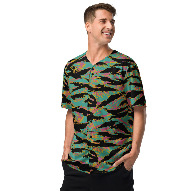 Tiger Stripe Miami Sunset CAMO Unisex Baseball Jersey