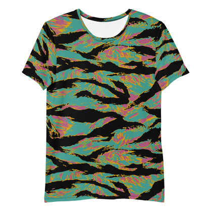 American Tiger Stripe Miami Sunset CAMO Mens athletic t-shirt - Athletic T-Shirts