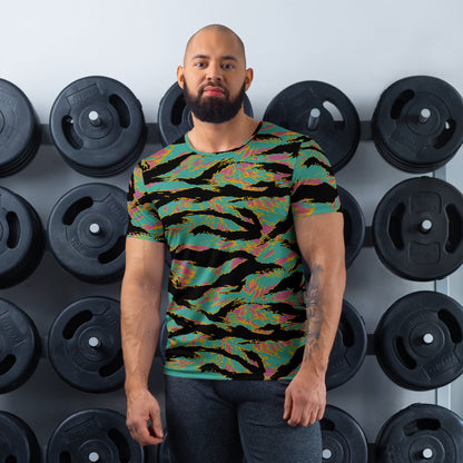 American Tiger Stripe Miami Sunset CAMO Mens athletic t-shirt - XS - Athletic T-Shirts