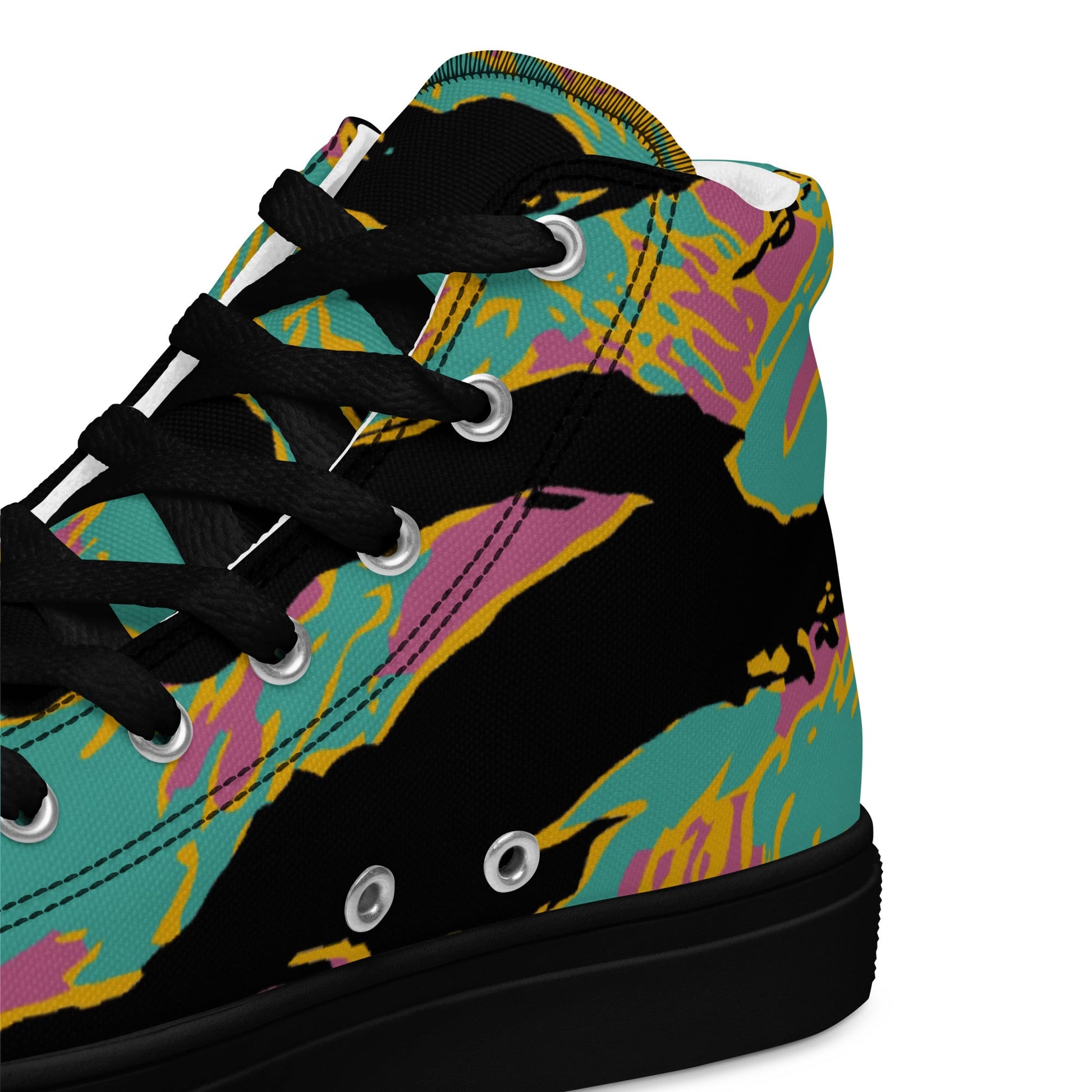 American Tiger Stripe Miami Sunset CAMO Mens high top canvas shoes - High Top Canvas Shoes