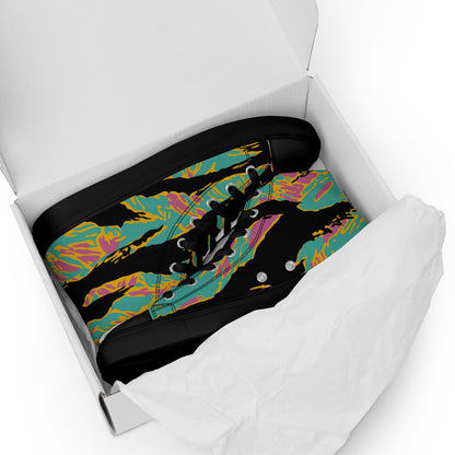 American Tiger Stripe Miami Sunset CAMO Mens high top canvas shoes - High Top Canvas Shoes