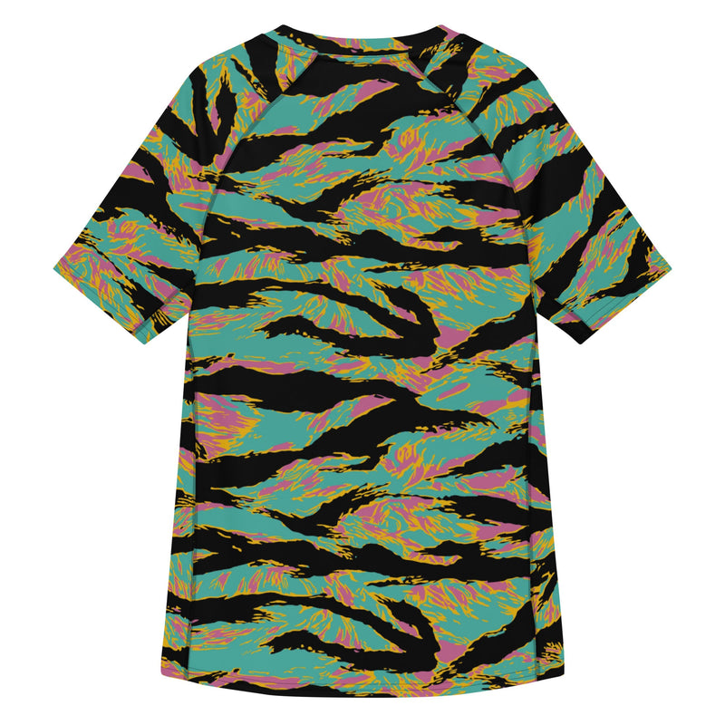 Tiger Stripe Miami Sunset CAMO Mens Short-Sleeve Rash Guard - SS