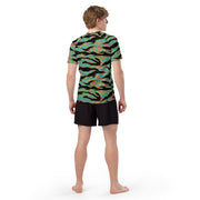 Tiger Stripe Miami Sunset CAMO Mens Short-Sleeve Rash Guard - SS