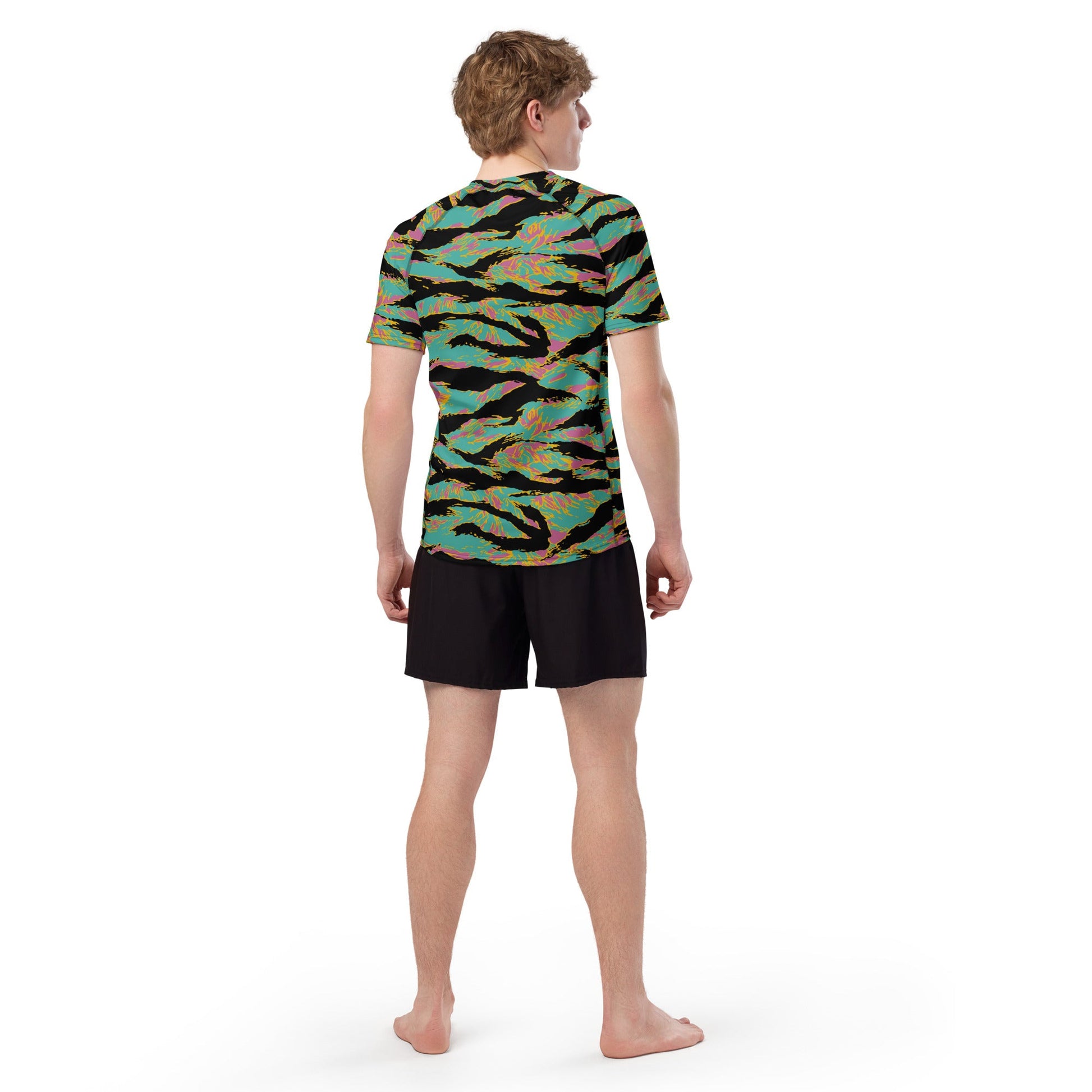 American Tiger Stripe Miami Sunset CAMO Mens Short-Sleeve Rash Guard - Short-sleeve Guards