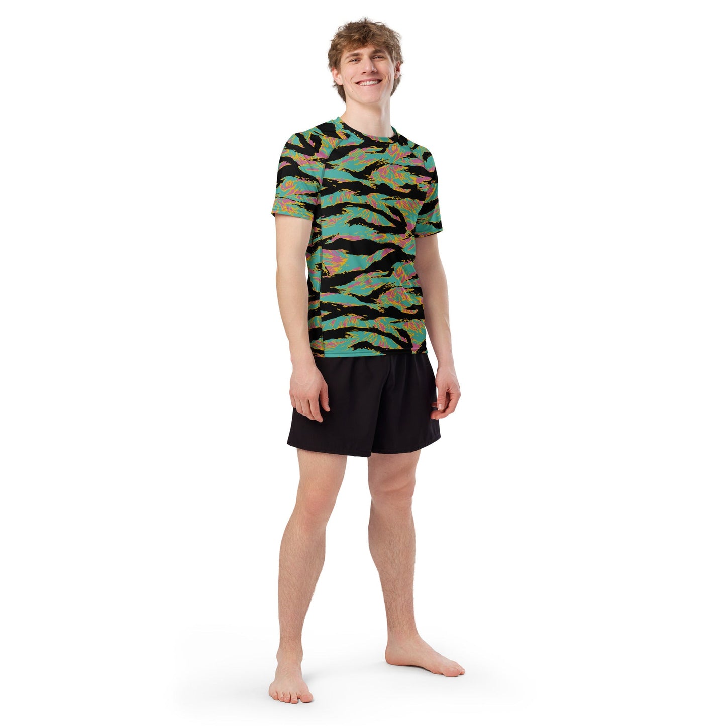 American Tiger Stripe Miami Sunset CAMO Mens Short-Sleeve Rash Guard - Short-sleeve Guards