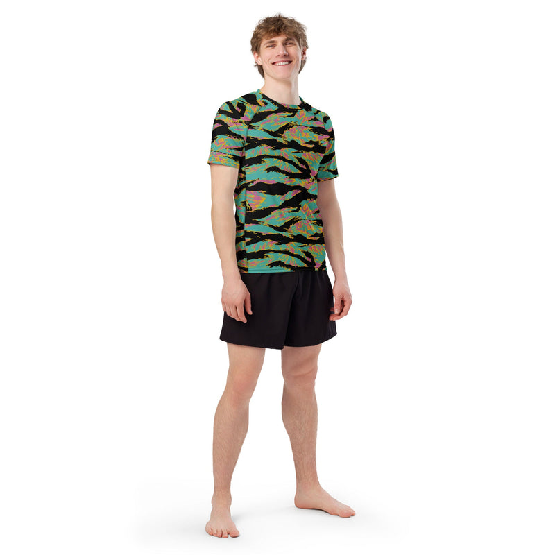 Tiger Stripe Miami Sunset CAMO Mens Short-Sleeve Rash Guard - SS