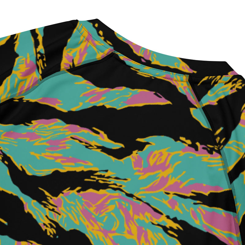 Tiger Stripe Miami Sunset CAMO Mens Short-Sleeve Rash Guard - SS