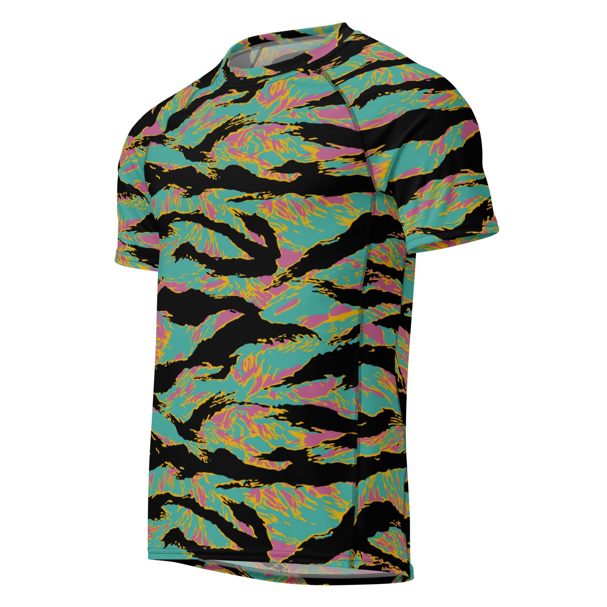 American Tiger Stripe Miami Sunset CAMO Mens Short-Sleeve Rash Guard - Short-sleeve Guards