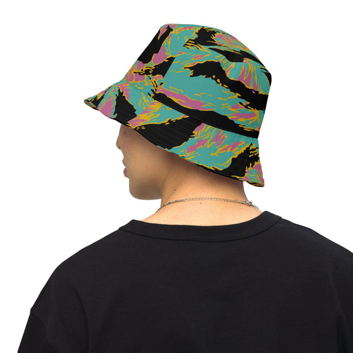 Tiger Stripe Miami Sunset CAMO Reversible Bucket Hat - XS